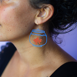 Fishbowl earrings in Blue & Orange