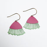 Mini Gum Blossom flower earrings in Raspberry & Sage