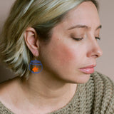 Mini Fishbowl earrings in Blue & Orange