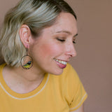 Midi Spotted Pardalote earrings in Black/White/Yellow