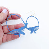 Whale earrings in Blue