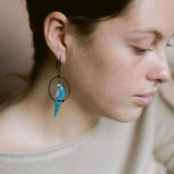 Budgie earrings in Black/Blue/White