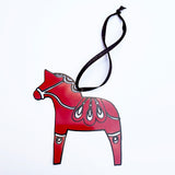 Christmas Ornament Dala Horse in Black/Red