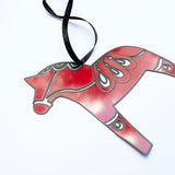 Christmas Ornament Dala Horse in Black/Red