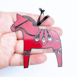 Christmas Ornament Dala Horse in Black/Red