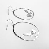 Fairy Wrens earrings in Silver