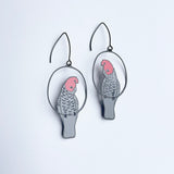 Gang Gang Cockatoo earrings in Black/Grey/Red
