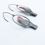 Gang Gang Cockatoo earrings in Black/Grey/Red