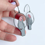 Gang Gang Cockatoo earrings in Black/Grey/Red