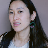 Grevillea Wreath earrings in Black/Green/Pink