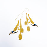 Blue Faced Honeyeater earrings in Honey/Blue/Black