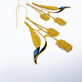 Blue Faced Honeyeater earrings in Honey/Blue/Black