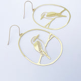 Kookaburra earrings in Gold