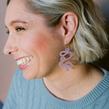 Snake earrings in Lilac/Rust