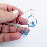 Mini Swallow earrings in Blue