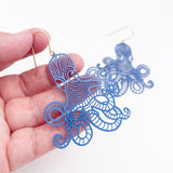 Octopus earrings in Blue
