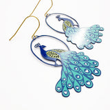 Peacock earrings in Blues