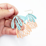 Protea flower dangle earrings in Teal/Orange