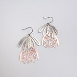 Protea flower dangle earrings in Silver/Rose Gold