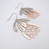 Protea flower dangle earrings in Silver/Rose Gold