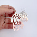 Protea flower dangle earrings in Silver/Rose Gold