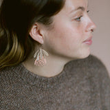Protea flower dangle earrings in Silver/Rose Gold
