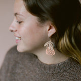 Protea flower dangle earrings in Silver/Rose Gold