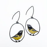 Midi Spotted Pardalote earrings in Black/White/Yellow