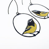 Midi Spotted Pardalote earrings in Black/White/Yellow