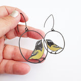 Midi Spotted Pardalote earrings in Black/White/Yellow