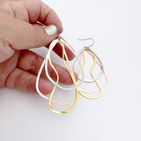 Tri Shape dangle earrings in Mixed Metals