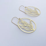 Mini Wattle flower earrings in Gold