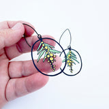 Midi Wattle Flower earrings in Black/Yellow/Green