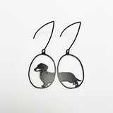 Mini Dachshund earrings in Black