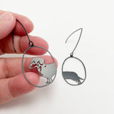 Mini Dachshund earrings in Black