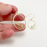 Mini Fairy Wren earrings in Gold