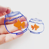 Fishbowl earrings in Blue & Orange