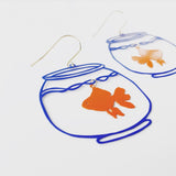 Fishbowl earrings in Blue & Orange