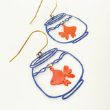 Mini Fishbowl earrings in Blue & Orange