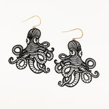 Octopus earrings in Black