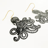 Octopus earrings in Black