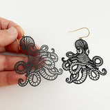 Octopus earrings in Black
