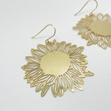 Sunflowers earrings in Gold