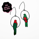 King Parrot earrings in Red & Green