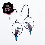 Kookaburra earrings in Black, Brown & Blue