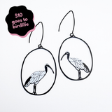 Sacred Ibis earrings in Black & White