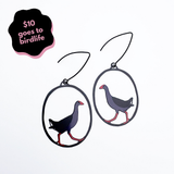 Swamp Hen earrings in Black, Blue & Red