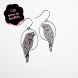 Tawny Frogmouth earrings in Brown & Grey