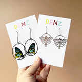 $59 Set: Cairns Birdwing Butterfly & Luna Moth Silver earring set