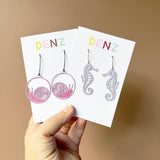 $59 Set: Snails Lilac Raspberry & Seahorse Lilac earring set